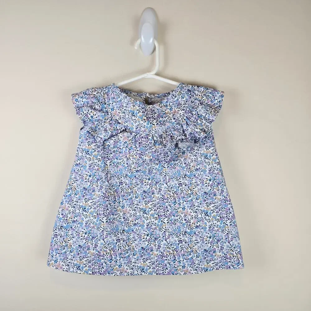 Handmade Liberty Dress 18/24m & Matching Bonnet Wiltshire Tana Lawn Fabric